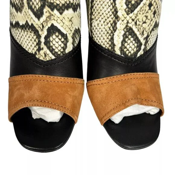 Cole Haan Roccia Snake Black Tabby High Heel Peep Toe Slingback Sandal Size 10B - Picture 10 of 16